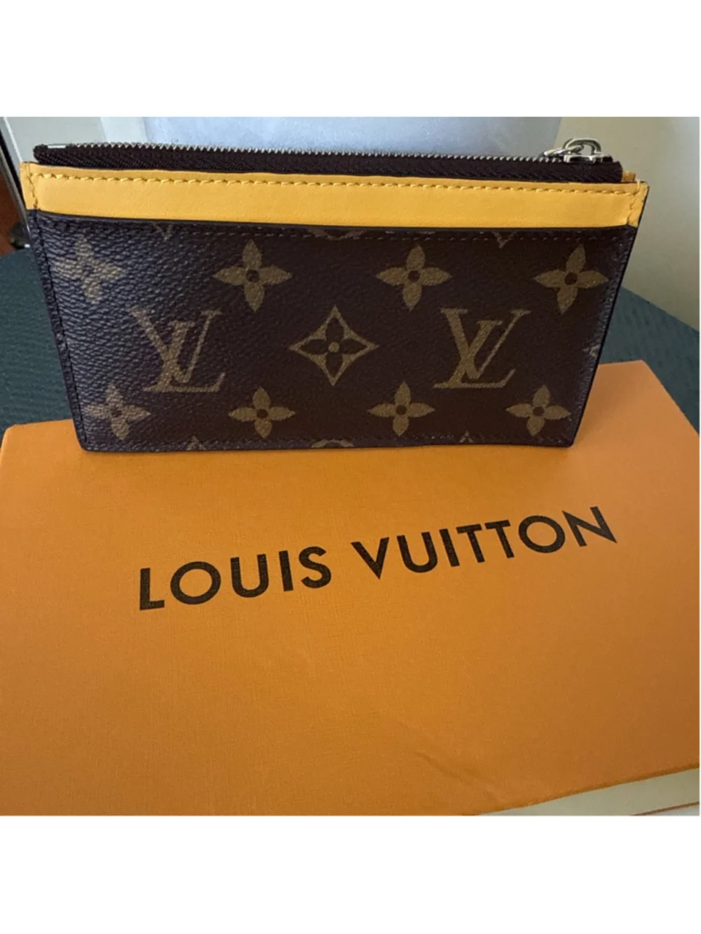 LOUIS VUITTON Monogram Macassar Coloroma Coin Card Holder Yellow Rare LV
